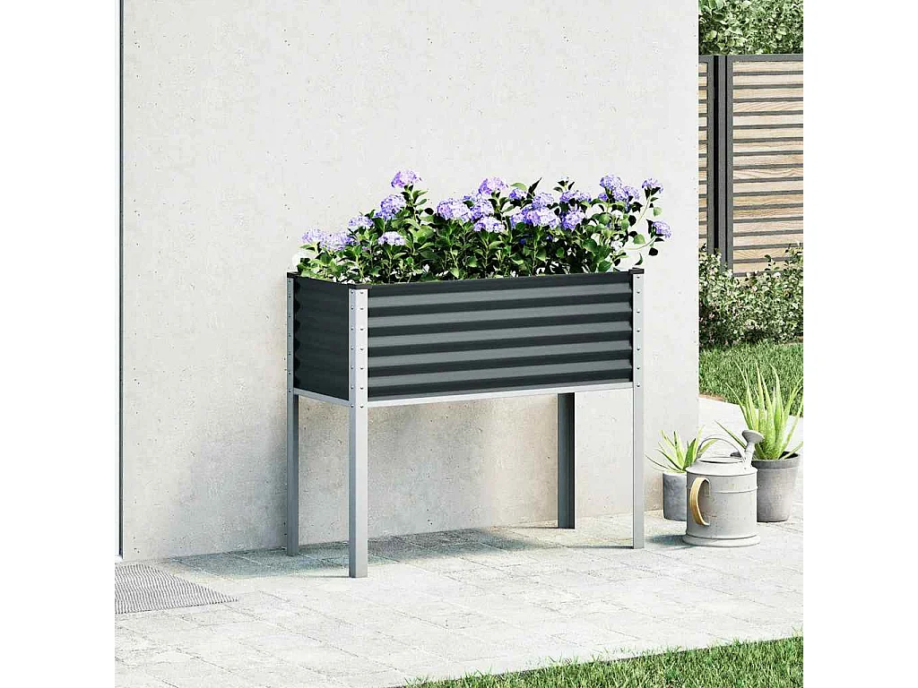 Antraciet plantenbak 100x41x90 cm staal