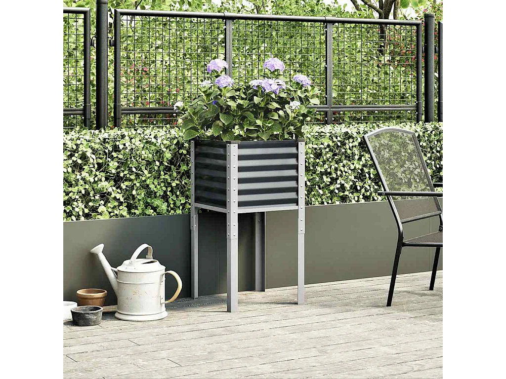 Jardinière anthracite 45x45x88 cm acier