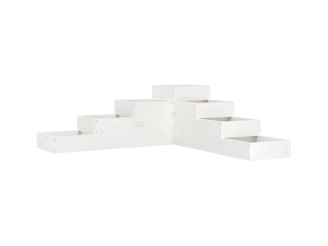Jardinière 4 niveaux 106x104,5x36 cm blanc bois de pin massif