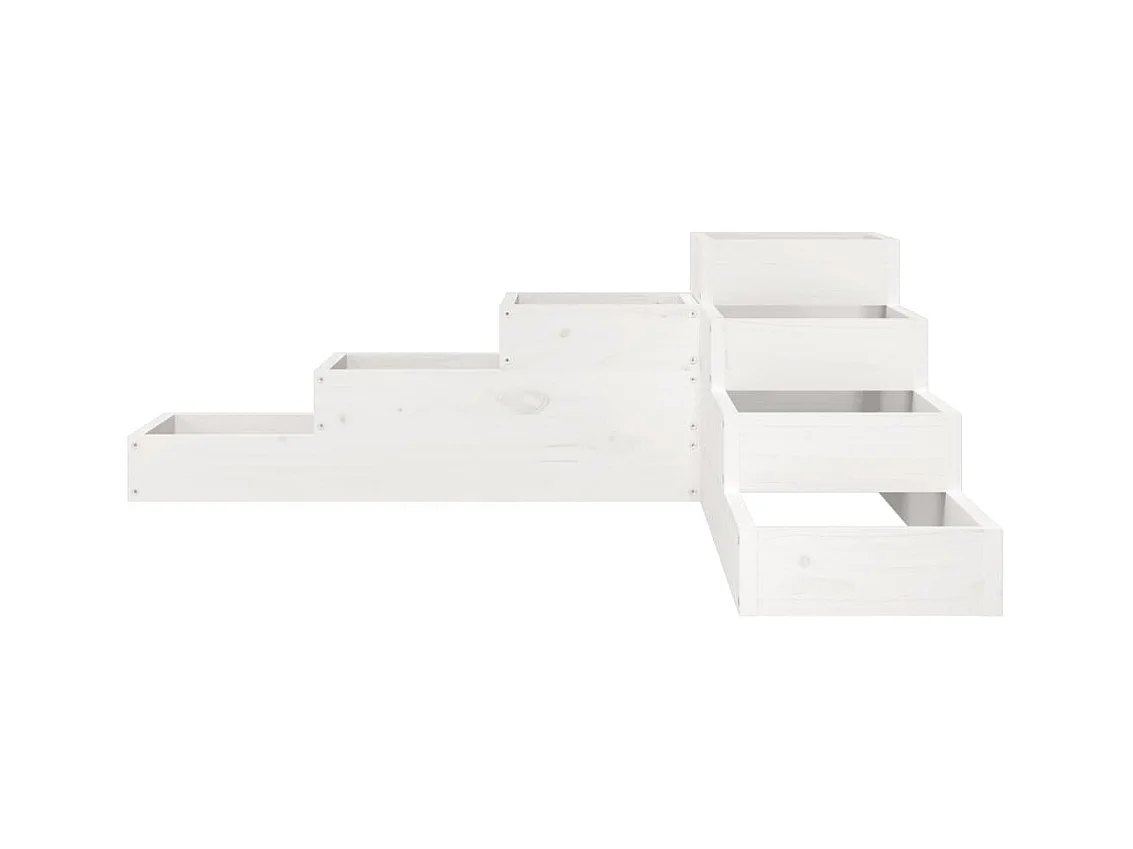 Jardinière 4 niveaux 106x104,5x36 cm blanc bois de pin massif