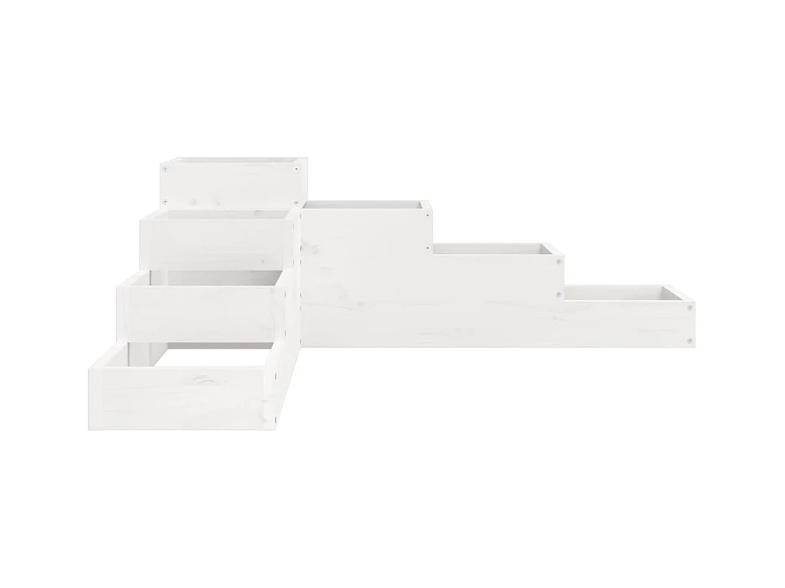 Jardinière 4 niveaux 106x104,5x36 cm blanc bois de pin massif