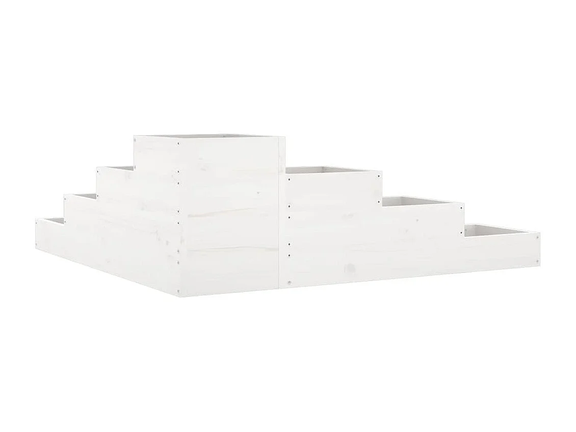Jardinière 4 niveaux 106x104,5x36 cm blanc bois de pin massif