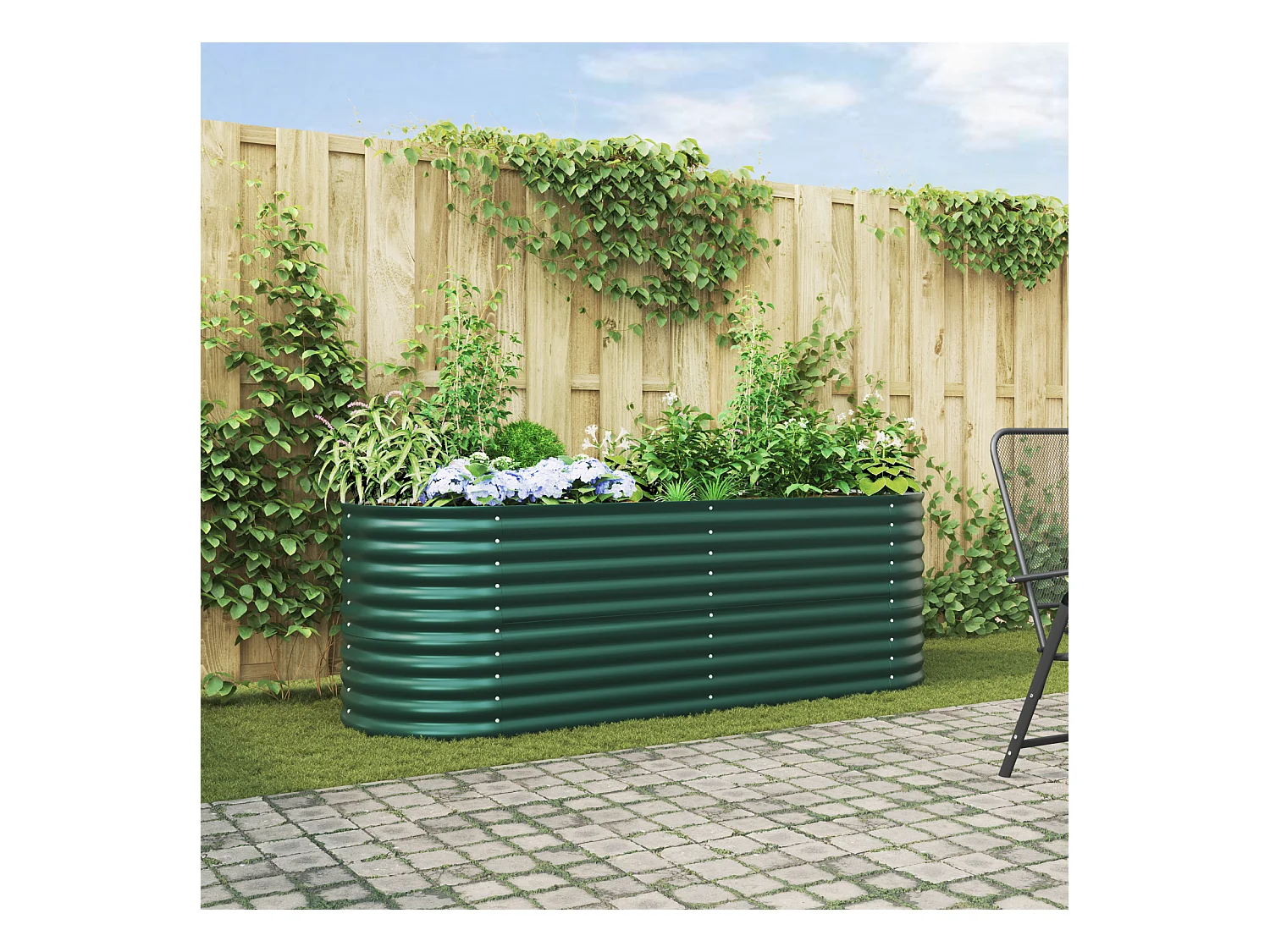 Jardinière en hauteur Verte 240x80x81 cm en acier galvanisé