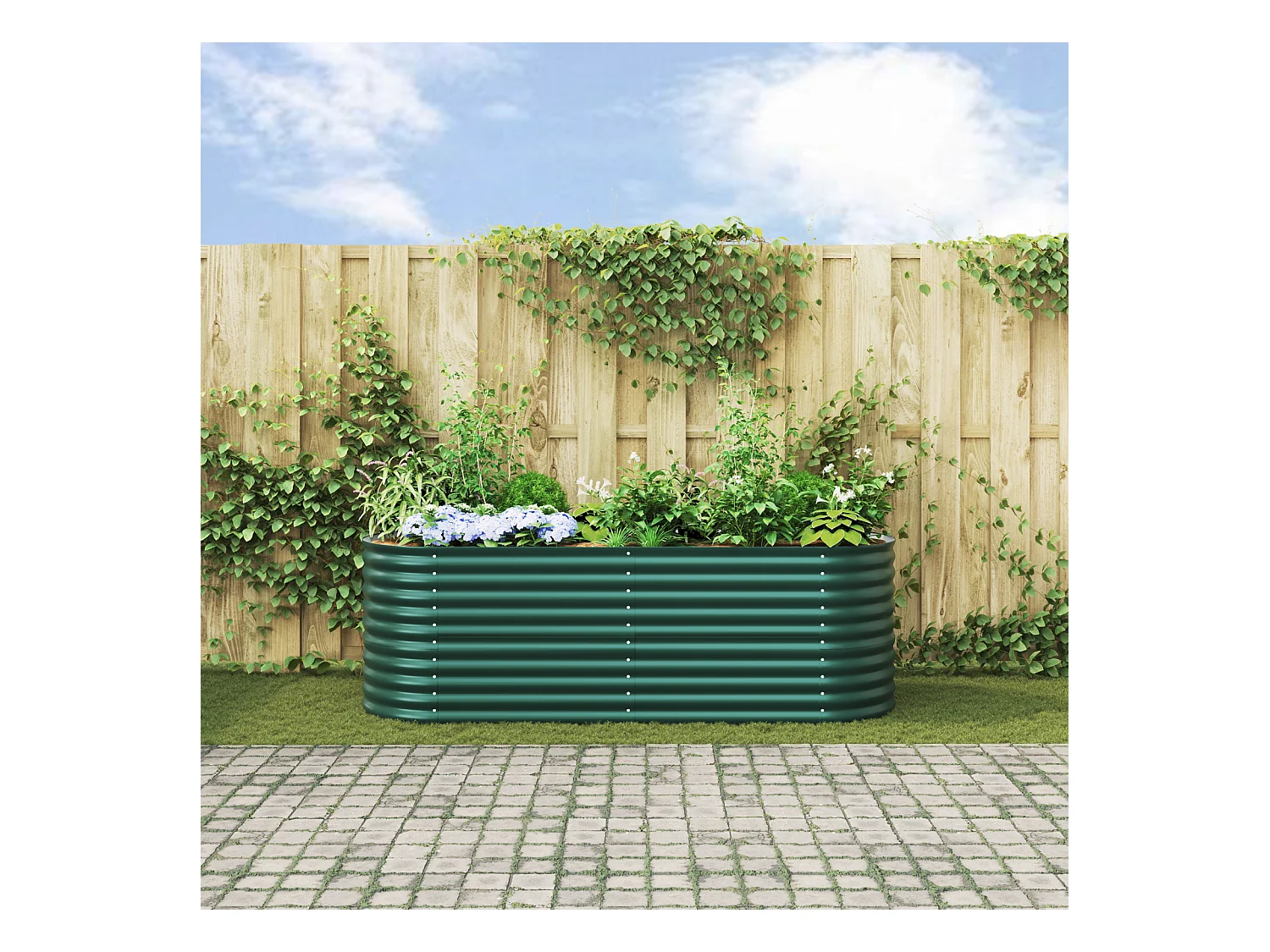 Jardinière en hauteur Verte 240x80x81 cm en acier galvanisé