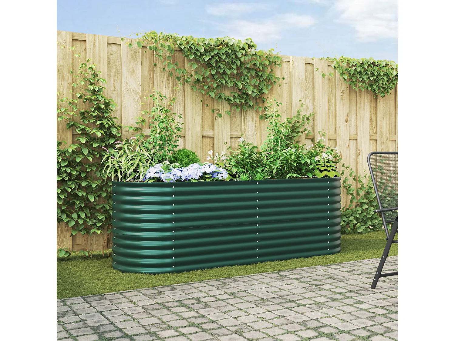 Jardinière en hauteur Verte 240x80x81 cm en acier galvanisé