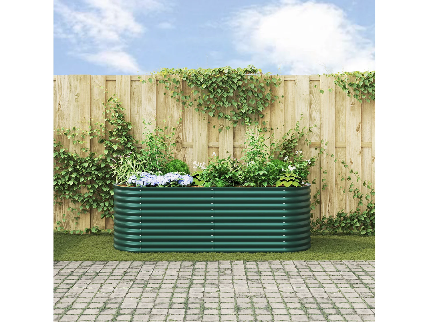 Jardinière en hauteur Verte 240x80x81 cm en acier galvanisé