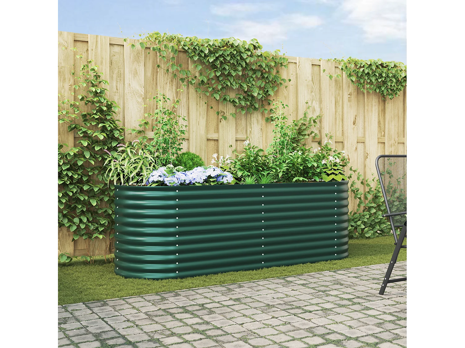 Jardinière en hauteur Verte 240x80x81 cm en acier galvanisé