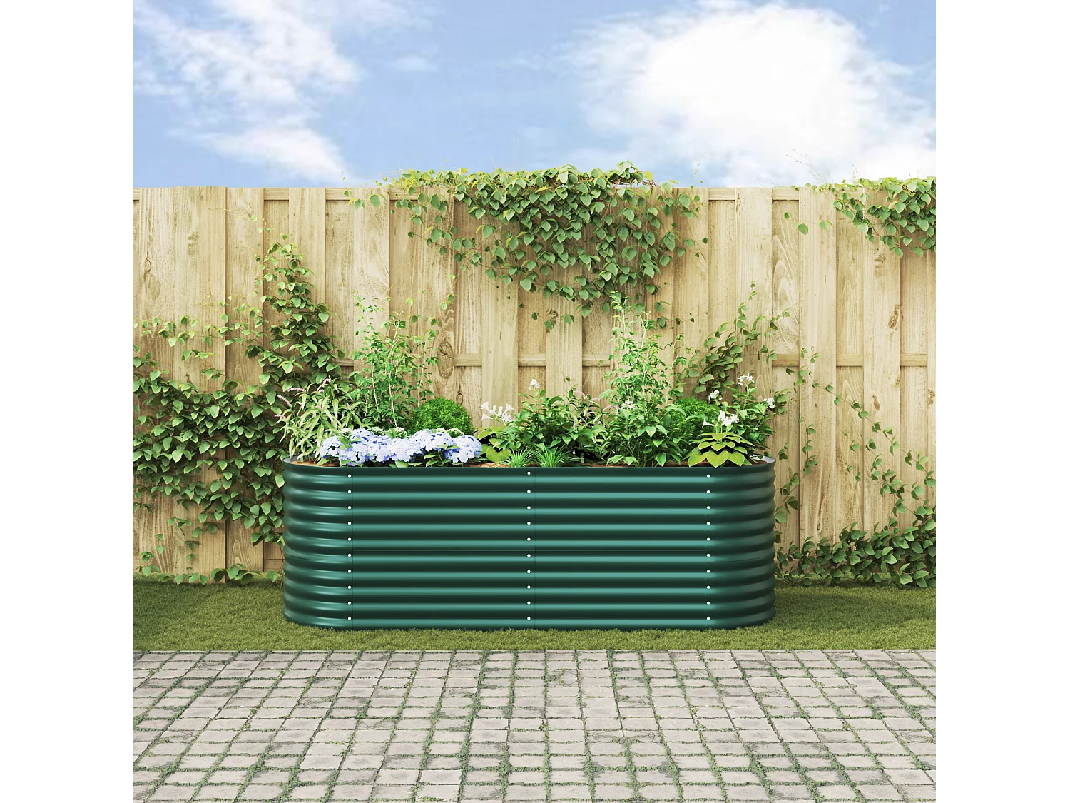 Jardinière en hauteur Verte 240x80x81 cm en acier galvanisé