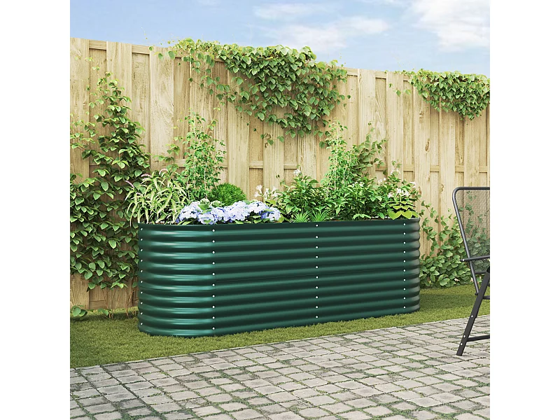 Jardinière en hauteur Verte 240x80x81 cm en acier galvanisé