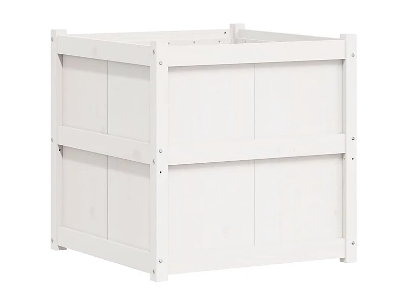 Witte plantenbak 70x70x70 cm massief grenenhout