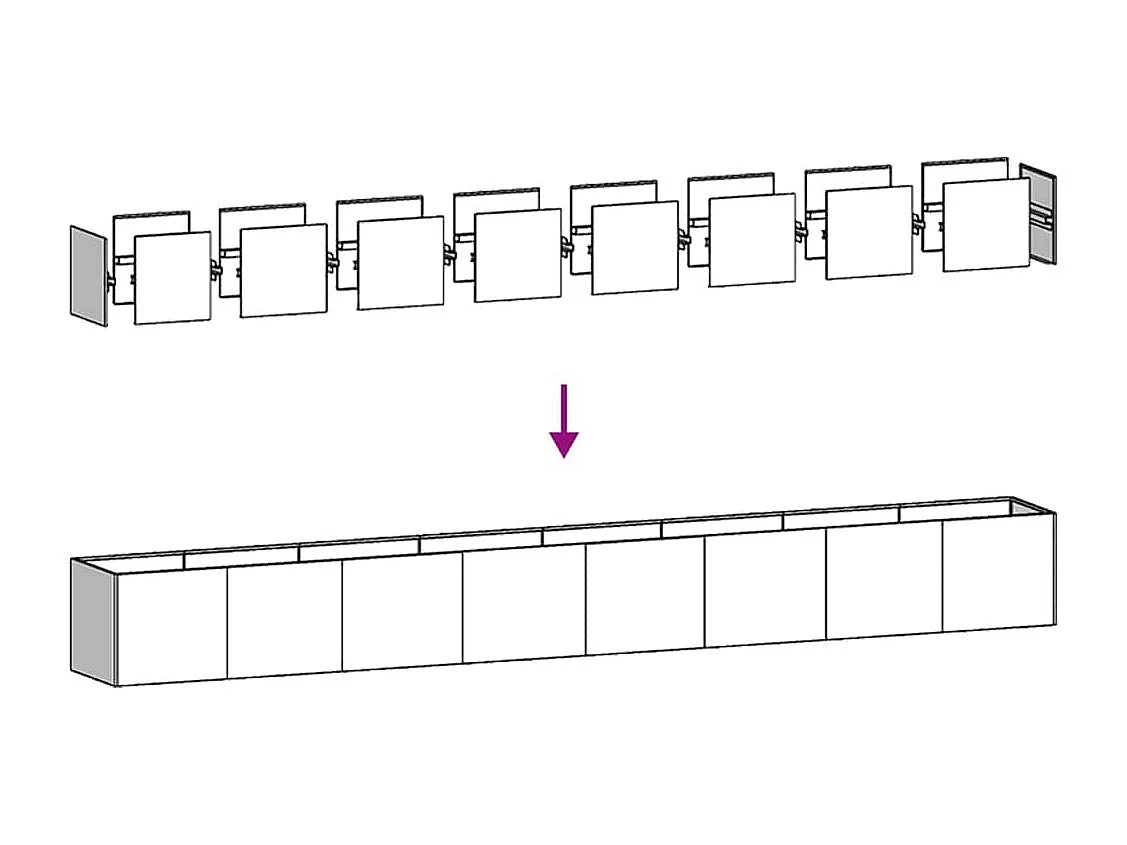 Jardinière anthracite 360x40x40 cm acier laminé à froid