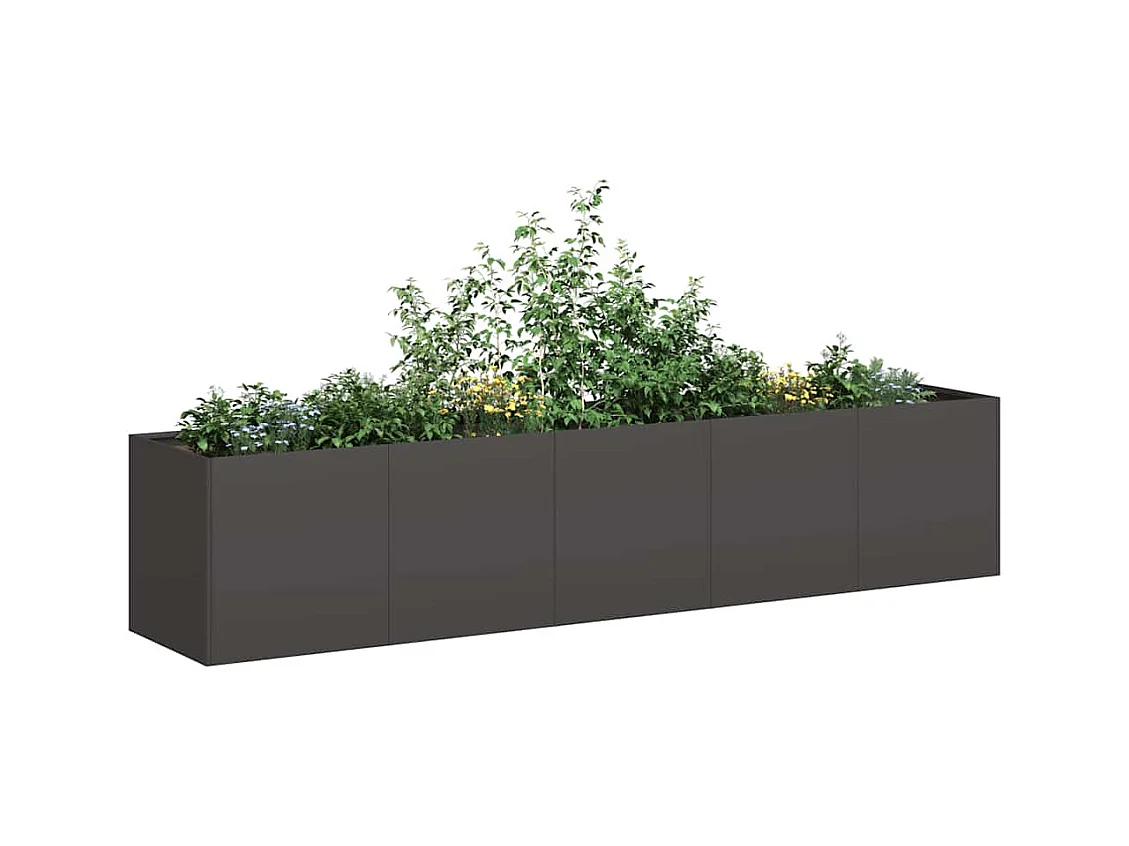 Jardinière noir 200x40x40 cm acier laminé à froid