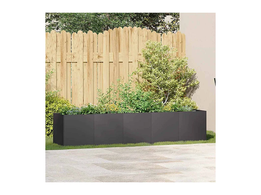 Jardinière noir 200x40x40 cm acier laminé à froid