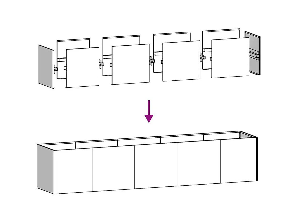 Jardinière noir 200x40x40 cm acier laminé à froid