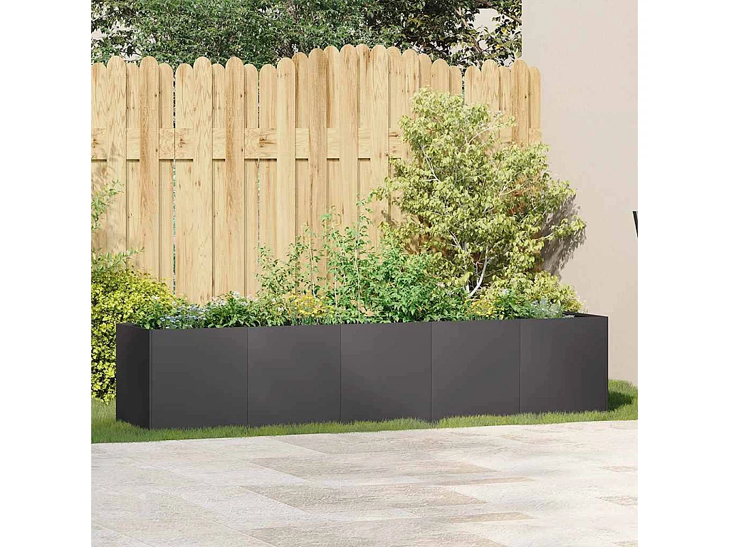 Jardinière noir 200x40x40 cm acier laminé à froid