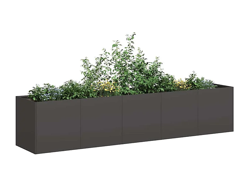 Jardinière noir 200x40x40 cm acier laminé à froid