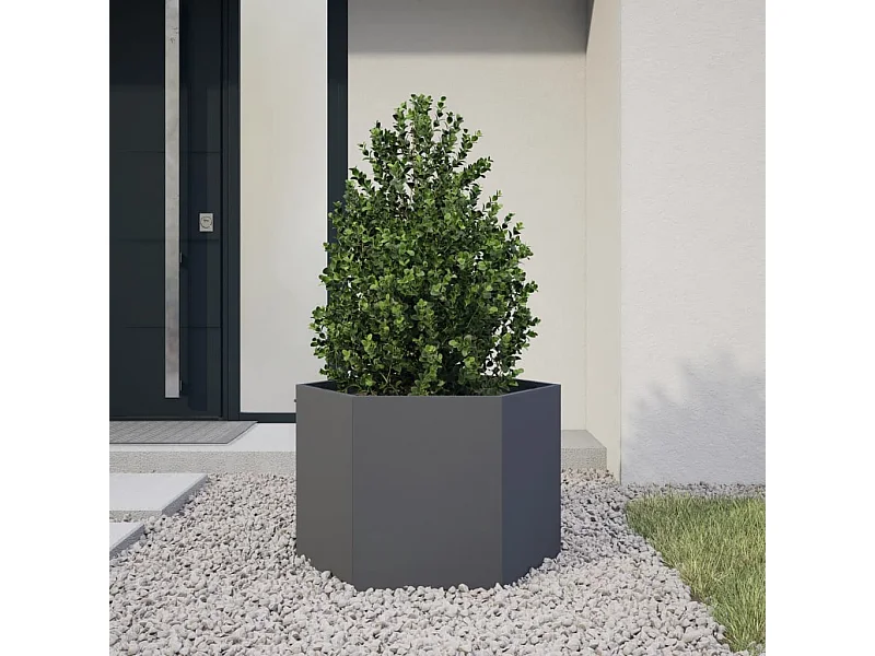 Fioriera esagonale antracite 69x60x45 cm in acciaio