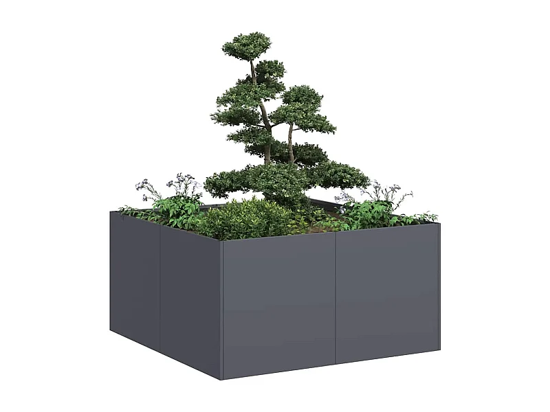 Jardinière anthracite 80x80x40 cm acier laminé à froid