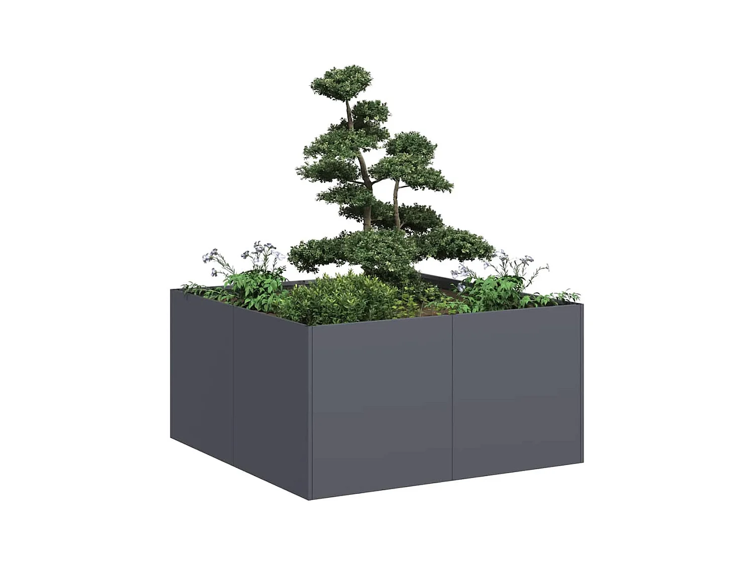 Jardinière anthracite 80x80x40 cm acier laminé à froid