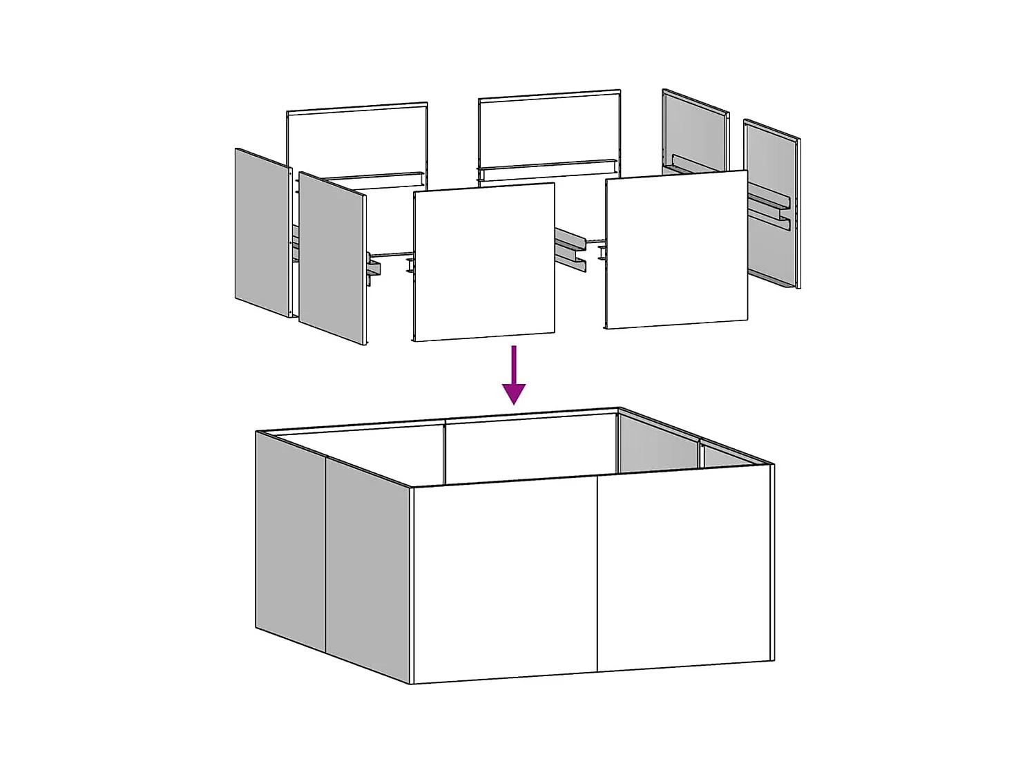 Jardinière anthracite 80x80x40 cm acier laminé à froid