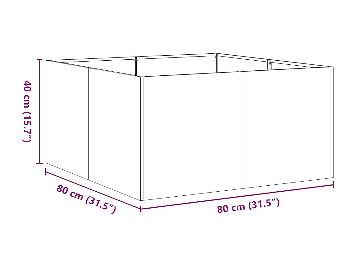 Jardinière anthracite 80x80x40 cm acier laminé à froid
