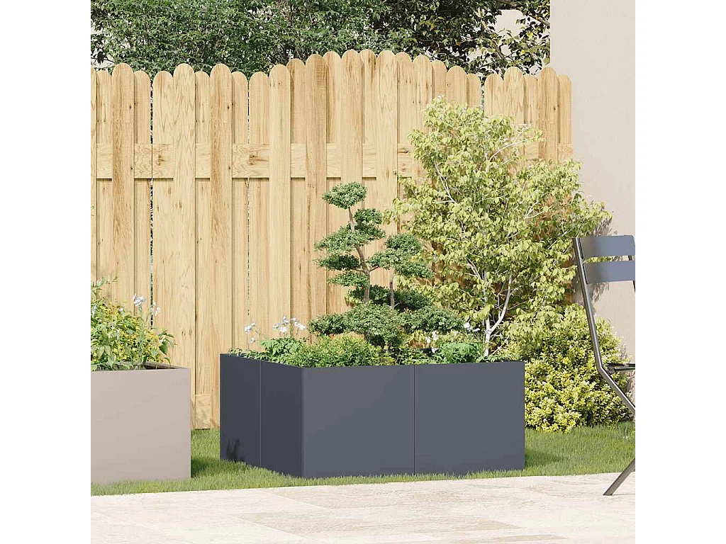 Jardinière anthracite 80x80x40 cm acier laminé à froid