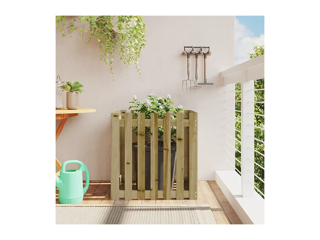 Jardinière avec design de clôture 70x70x70 cm pin imprégné