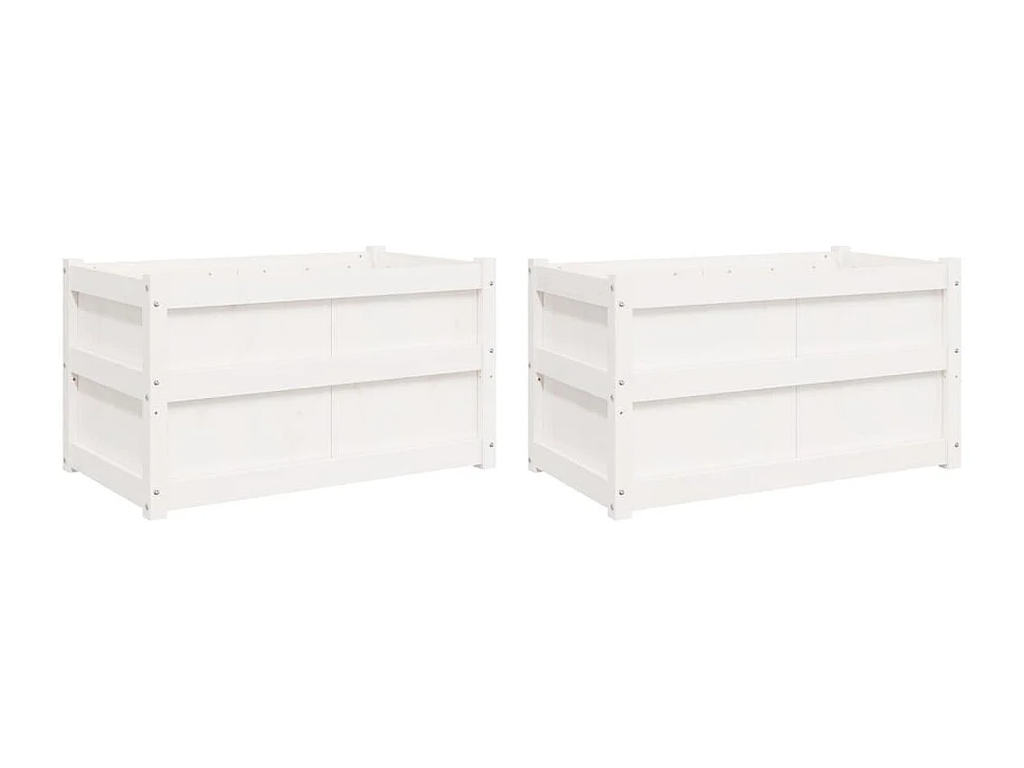 Jardinières 2 pcs blanc bois de pin massif