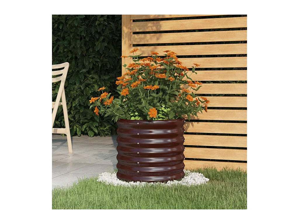 Fioriera da giardino in acciaio verniciato a polvere 40x40x36 cm marrone