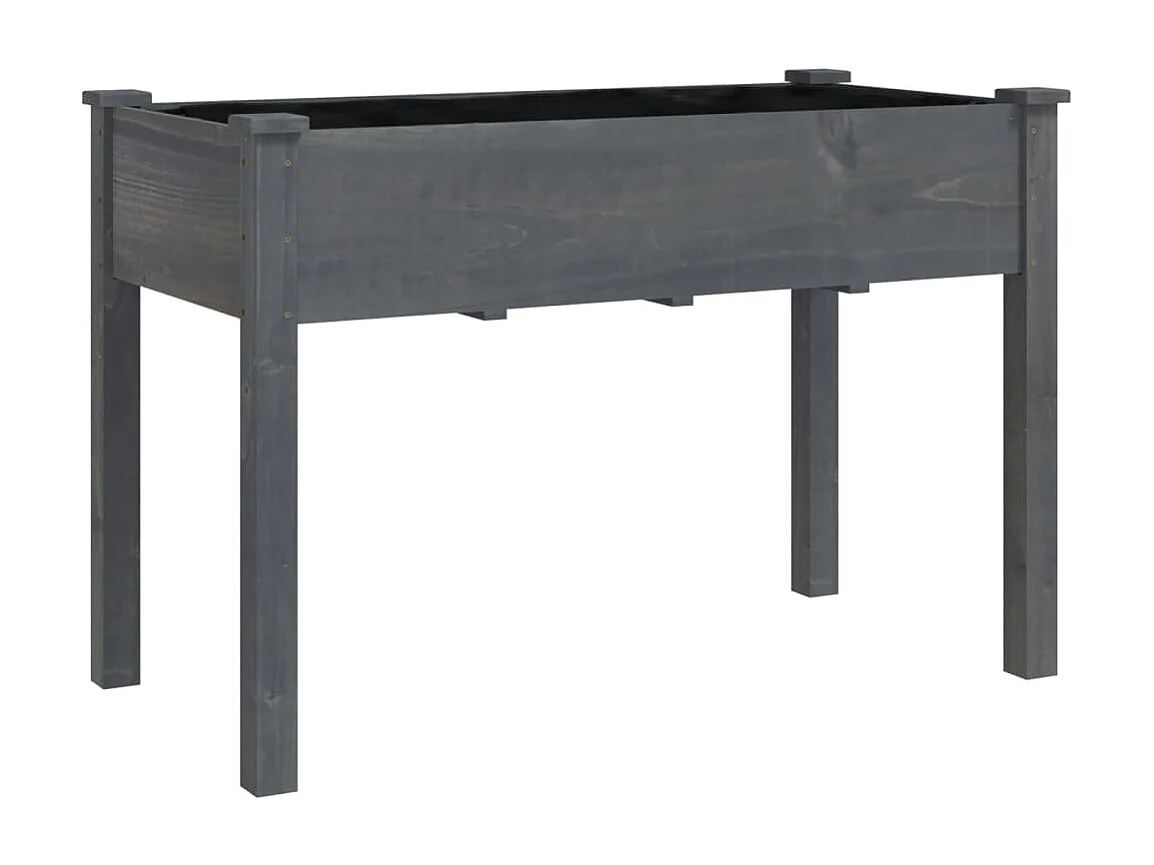 Jardinière sur roues avec doublure gris 118x59x80 cm bois sapin