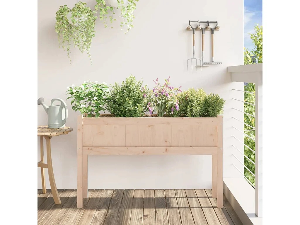 Jardineras con patas 110x31x70 cm madera maciza de pino