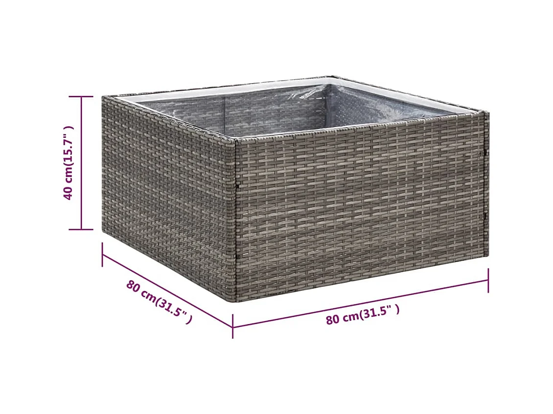 Grijze plantenbak 80x80x40 cm geweven hars