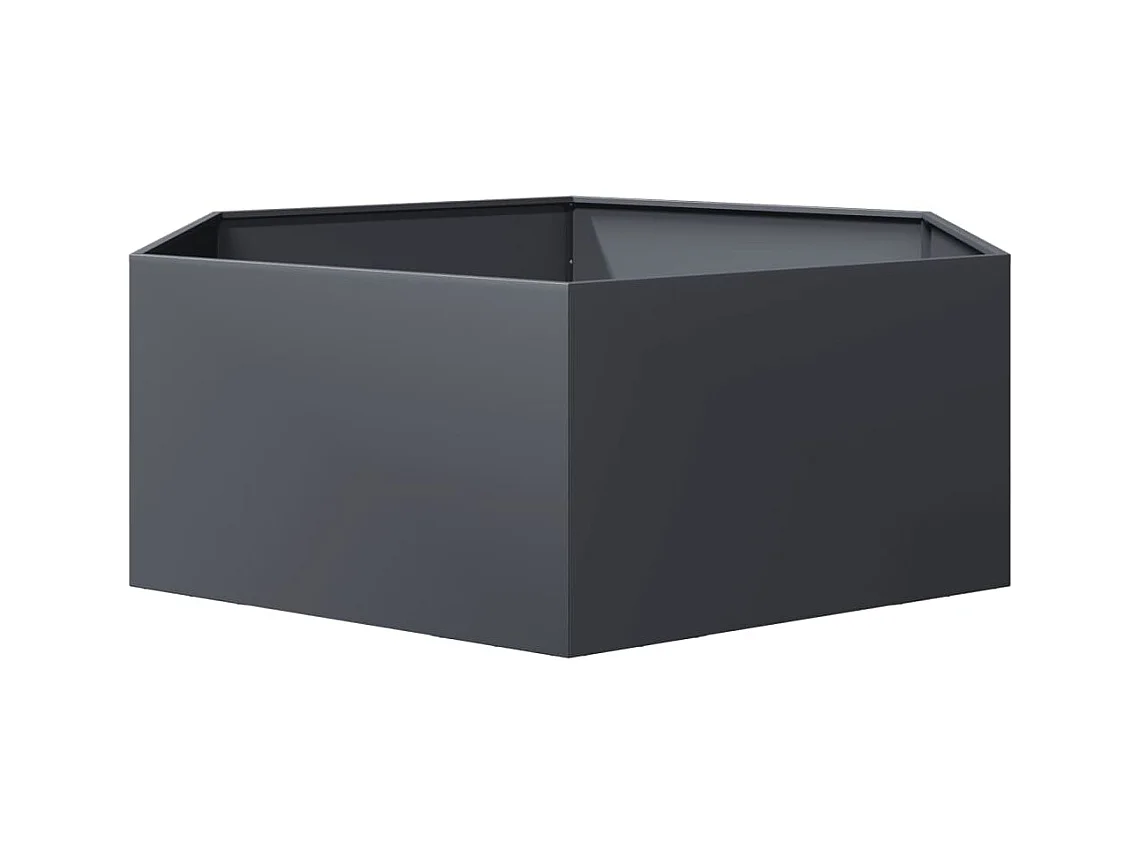 Jardinière anthracite hexagone 138x120x45 cm acier