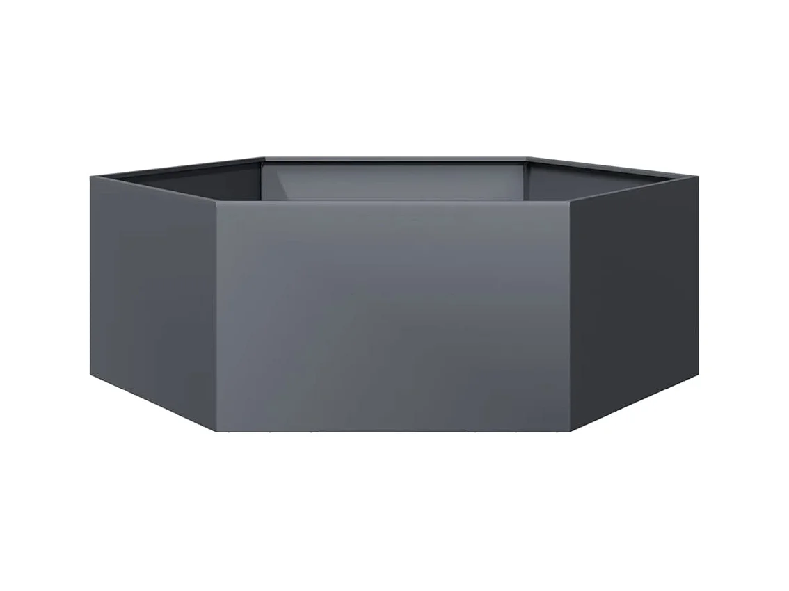 Jardinière anthracite hexagone 138x120x45 cm acier