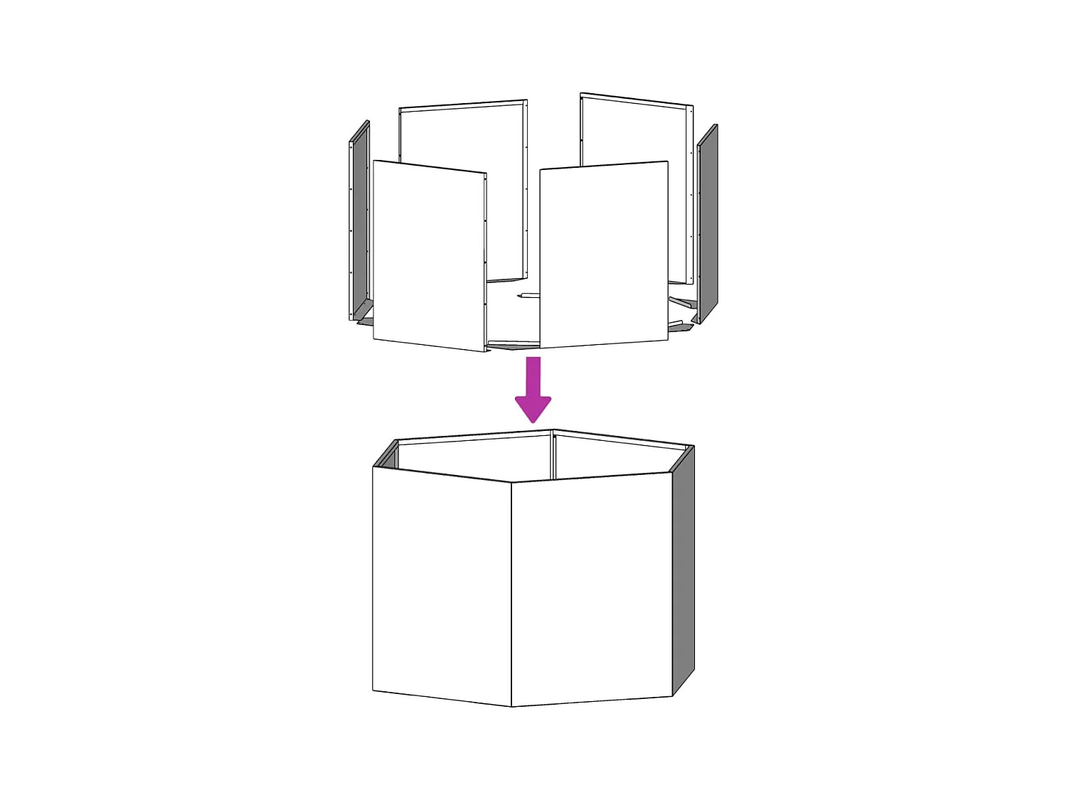 Jardinière anthracite hexagone 138x120x45 cm acier