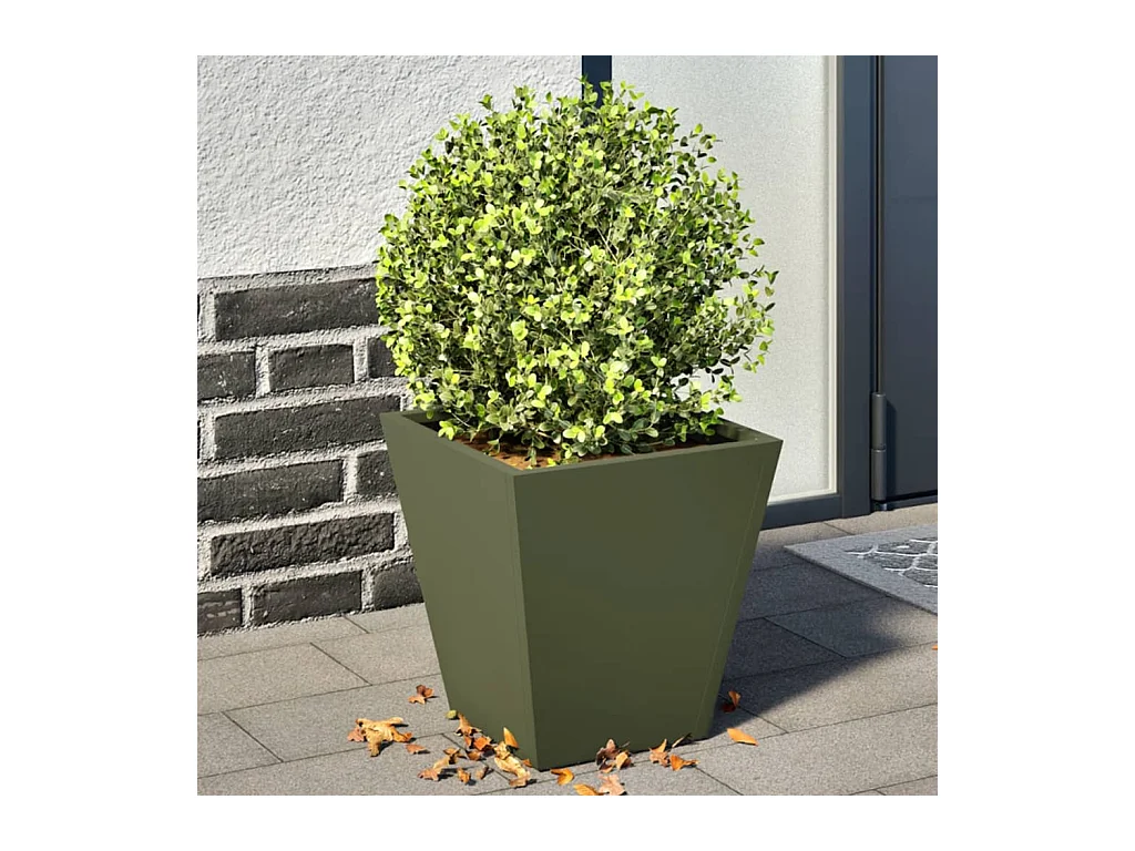 Fioriere 2 pz verde oliva 30x30x30 cm acciaio