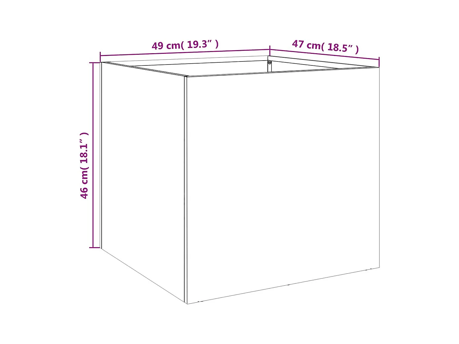 Schwarzer Pflanzkübel 49x47x46 cm Stahl