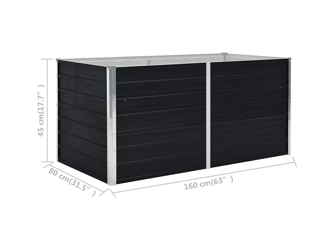 Jardinière 160 x 80 x 45 cm Acier galvanisé Anthracite