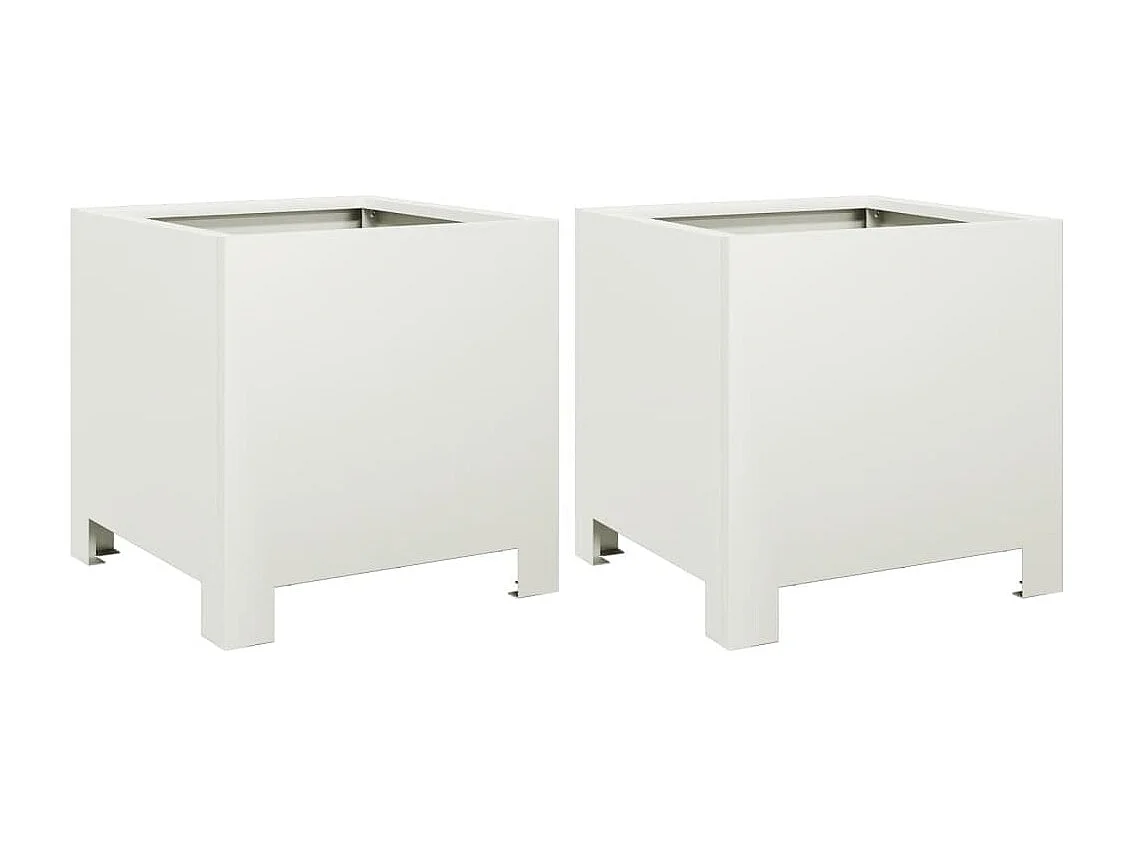 Jardinières 2 pcs blanc 30x30x30 cm acier