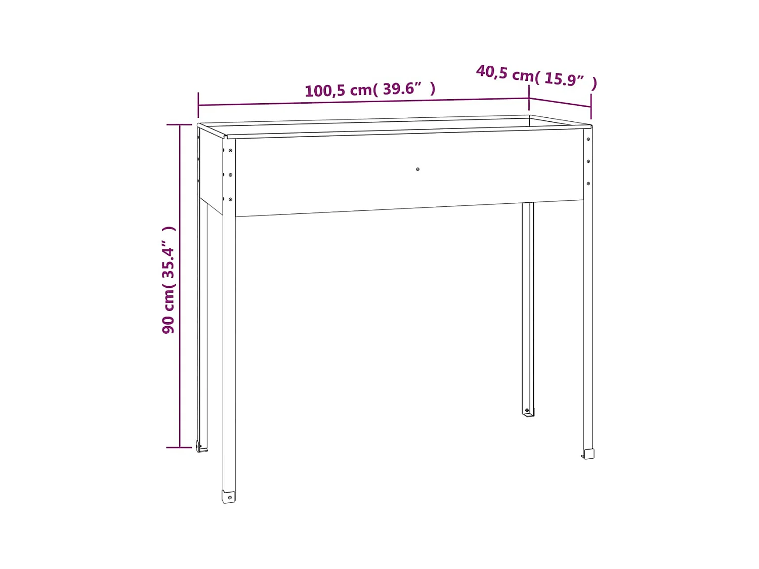 Jardinière Anthracite 100,5x40,5x90 cm Acier galvanisé