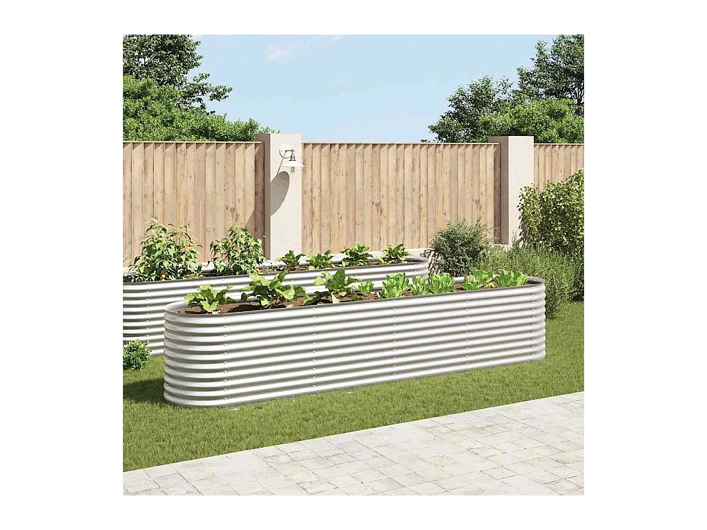 Hochbeet 400x80x81 cm silber verzinkter Stahl