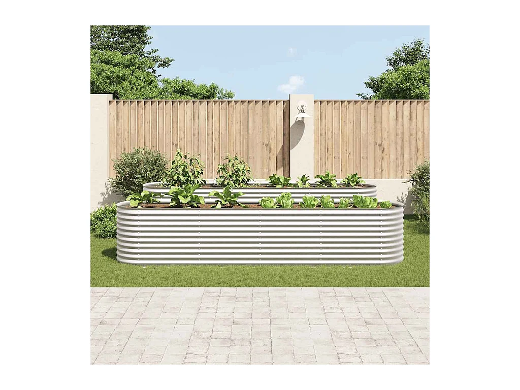 Hochbeet 400x80x81 cm silber verzinkter Stahl