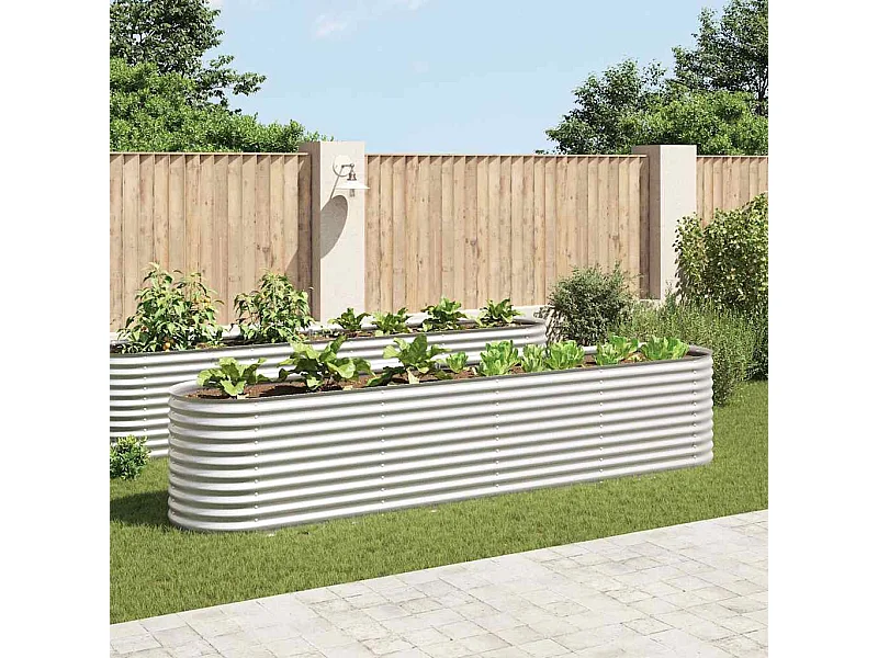 Fioriera rialzata 400x80x81 cm in acciaio zincato argento