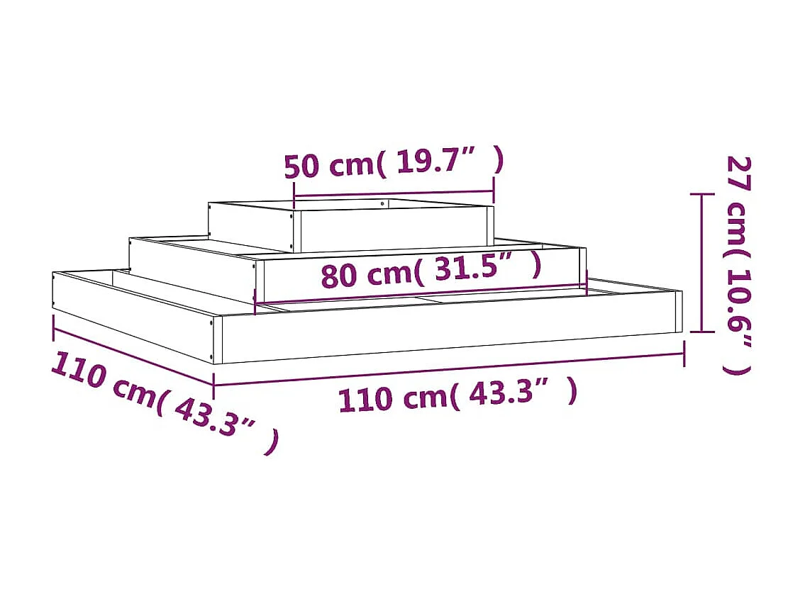 Jardinière 110x110x27 cm Bois massif de pin
