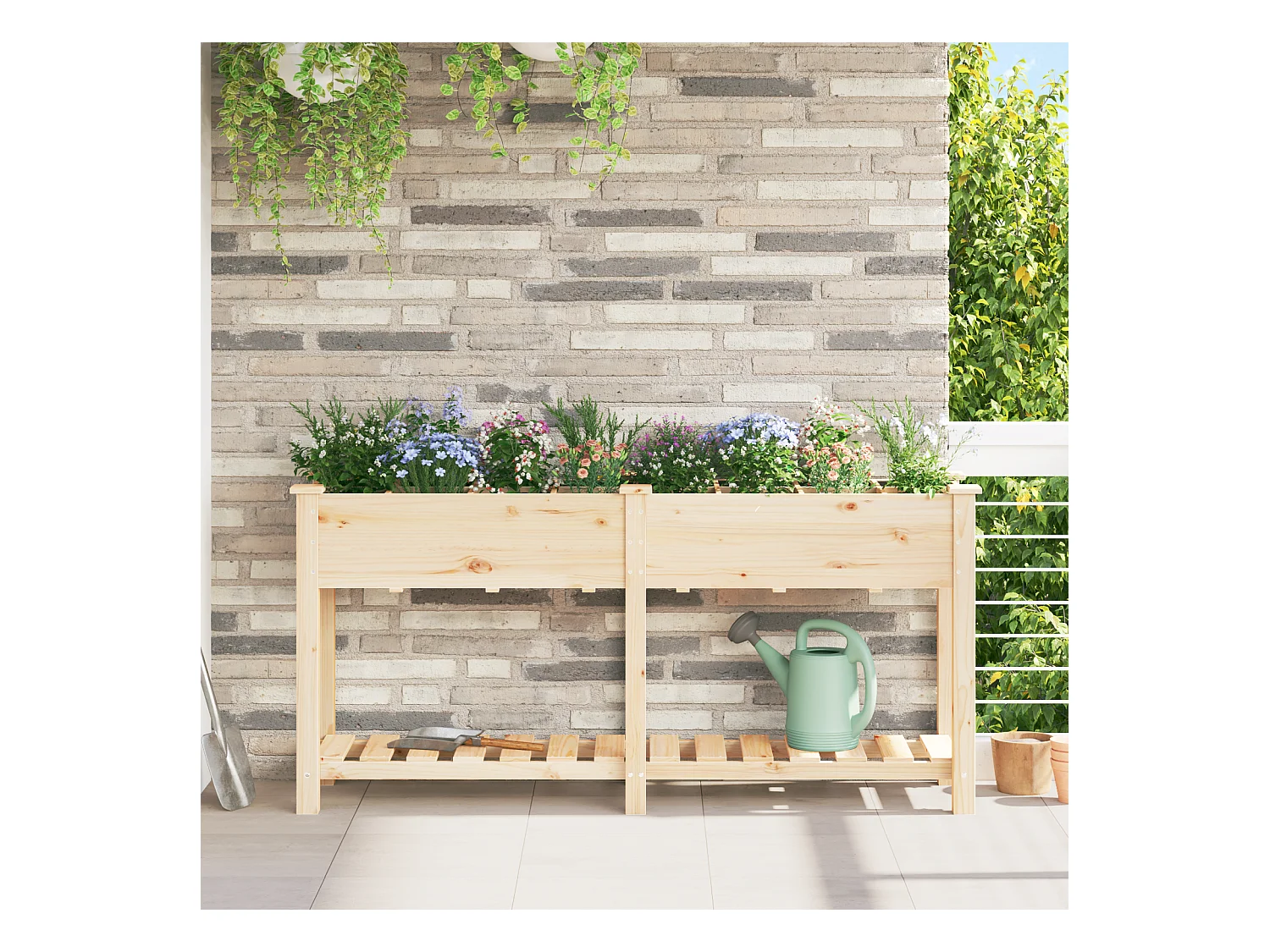 Jardinière avec Grilles 161x43x76 cm Bois Massif de Sapin