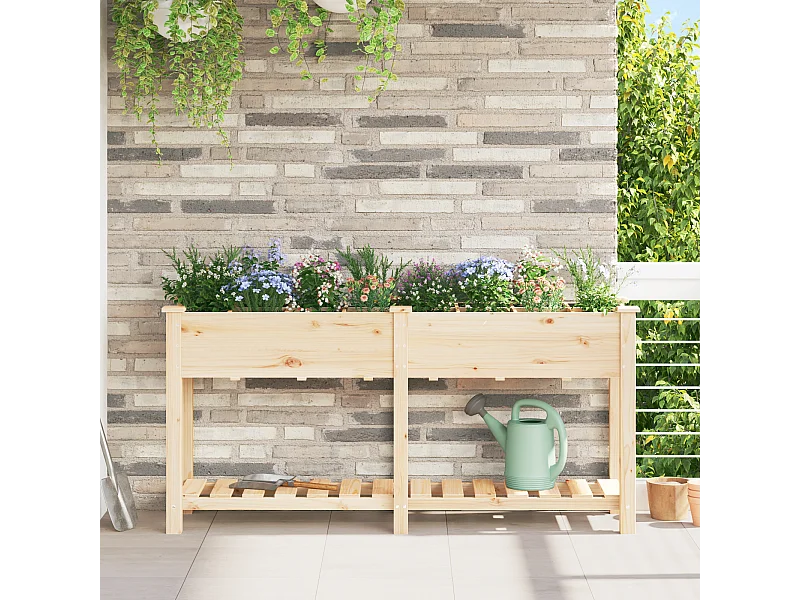 Jardinera con Rejillas 161x43x76 cm Madera Maciza de Abeto