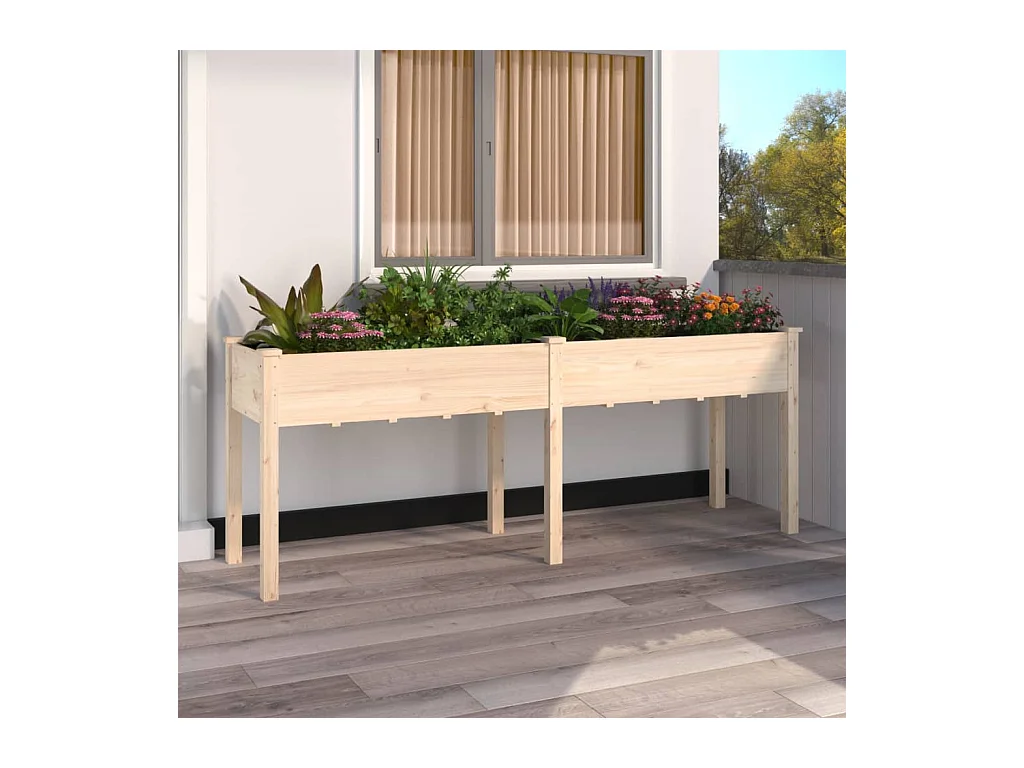 Jardinière avec doublure 203x53x76 cm bois massif de sapin