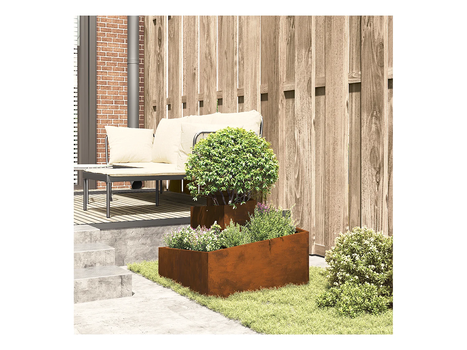 Pots & Jardinières Acier Corten Moyen Durable Pot en métal