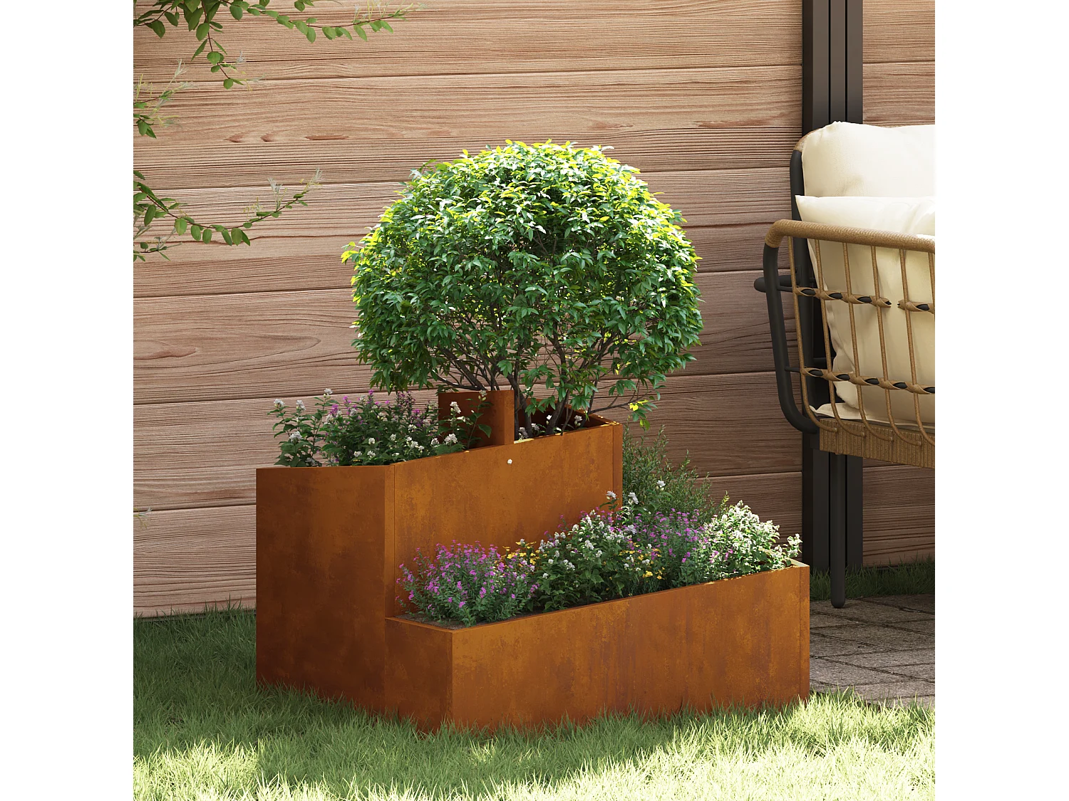 Pots & Jardinières Acier Corten Moyen Durable Pot en métal