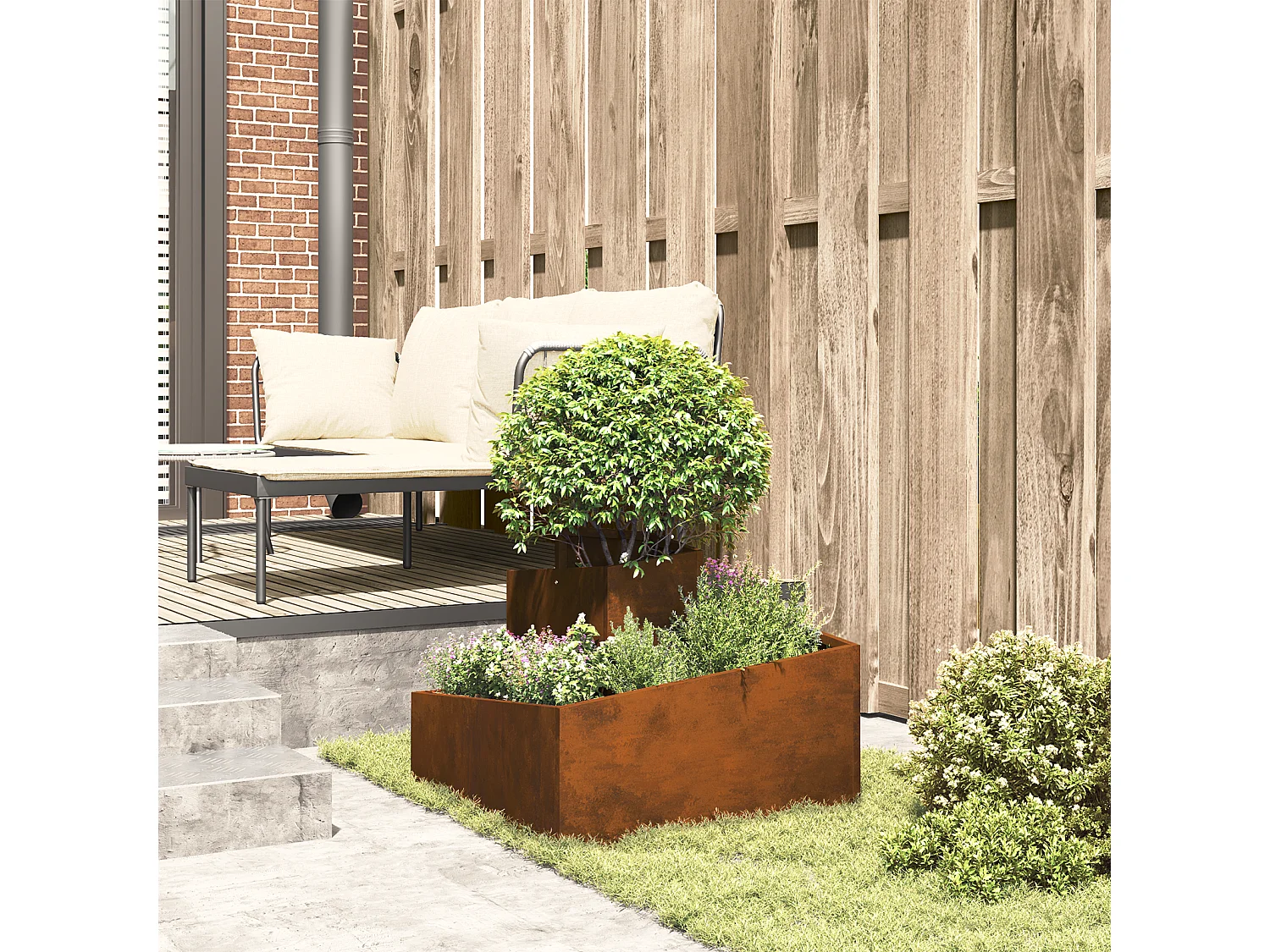 Pots & Jardinières Acier Corten Moyen Durable Pot en métal